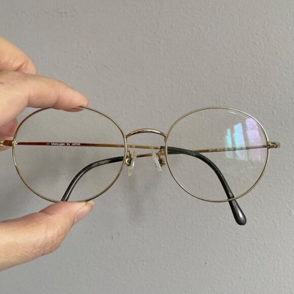 Matsujaki Japan Thin Gold Round Glasses Frames - 53-19-138 - Picture 2 of 9